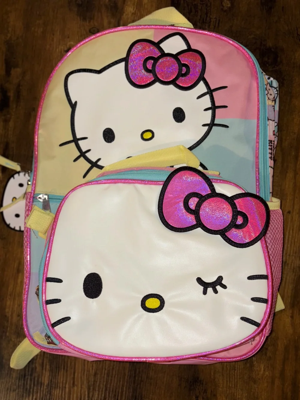 Hello Kitty White, Pink & Yellow Kids Backpack Set